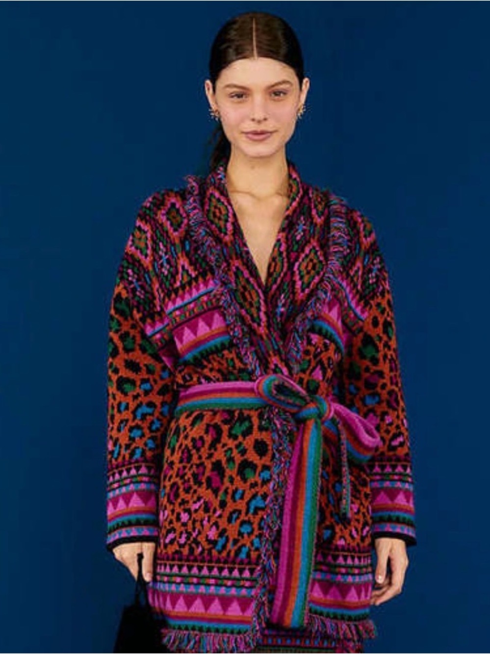 FARM Rio Ainika Tapestry Belted Cardigan